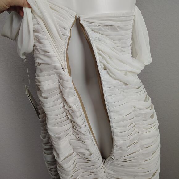 By Watters Joanne Ivory Ruched Slim Off-The-Shoulder Midi Dress Size 10 - Picture 14 of 14